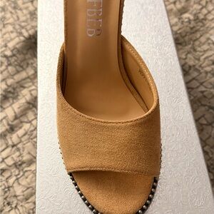 Nude Peep Toe Stiletto Heels | Beige Suede Look | Size 7.5 | New